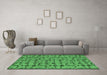 Machine Washable Abstract Emerald Green Modern Area Rugs in a Living Room,, wshabs4828emgrn