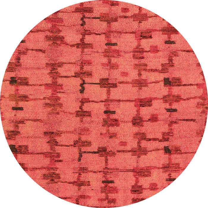 Round Machine Washable Abstract Orange Modern Area Rugs, wshabs4828org