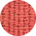 Round Machine Washable Abstract Orange Modern Area Rugs, wshabs4828org