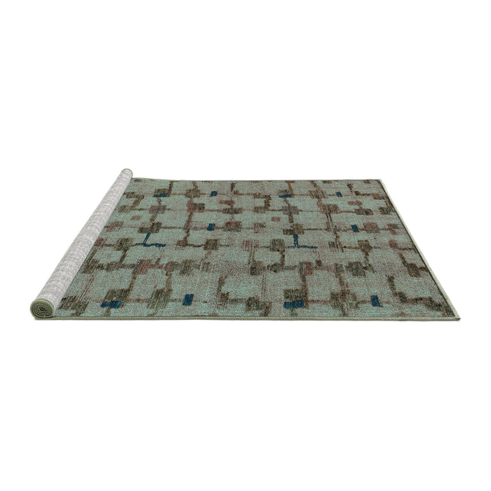 Sideview of Machine Washable Abstract Turquoise Modern Area Rugs, wshabs4828turq