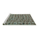 Sideview of Machine Washable Abstract Turquoise Modern Area Rugs, wshabs4828turq