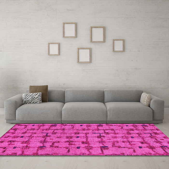 Machine Washable Abstract Pink Modern Rug in a Living Room, wshabs4828pnk