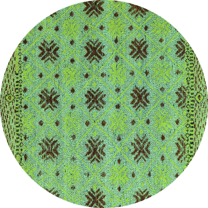 Round Machine Washable Abstract Turquoise Modern Area Rugs, wshabs4829turq