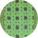 Round Machine Washable Abstract Turquoise Modern Area Rugs, wshabs4829turq