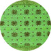 Round Machine Washable Abstract Green Modern Area Rugs, wshabs4829grn