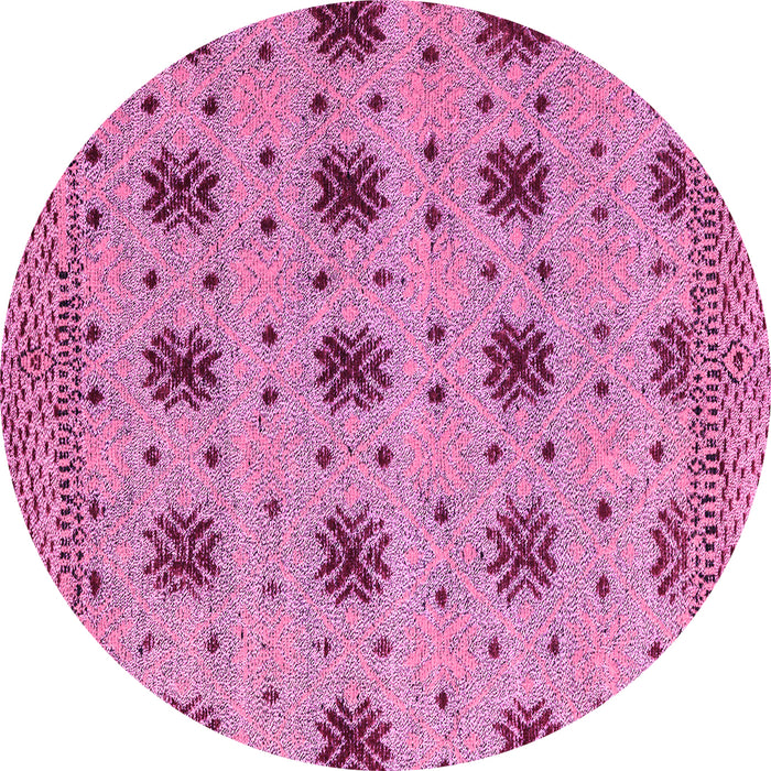 Round Machine Washable Abstract Purple Modern Area Rugs, wshabs4829pur