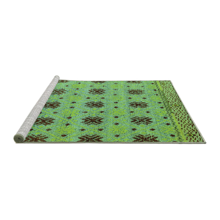 Sideview of Machine Washable Abstract Turquoise Modern Area Rugs, wshabs4829turq
