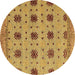 Round Abstract Brown Modern Rug, abs4829brn