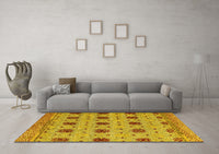 Machine Washable Abstract Yellow Modern Rug, wshabs4829yw