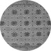 Round Machine Washable Abstract Gray Modern Rug, wshabs4829gry