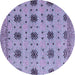 Round Abstract Blue Modern Rug, abs4829blu