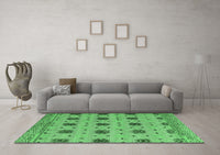 Machine Washable Abstract Emerald Green Modern Rug, wshabs4829emgrn