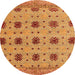 Round Machine Washable Abstract Orange Modern Area Rugs, wshabs4829org