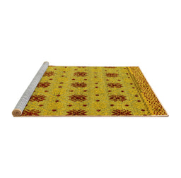 Sideview of Machine Washable Abstract Yellow Modern Rug, wshabs4829yw