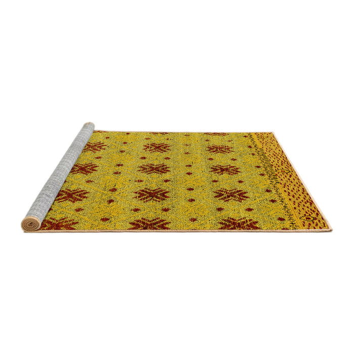 Sideview of Machine Washable Abstract Yellow Modern Rug, wshabs4829yw