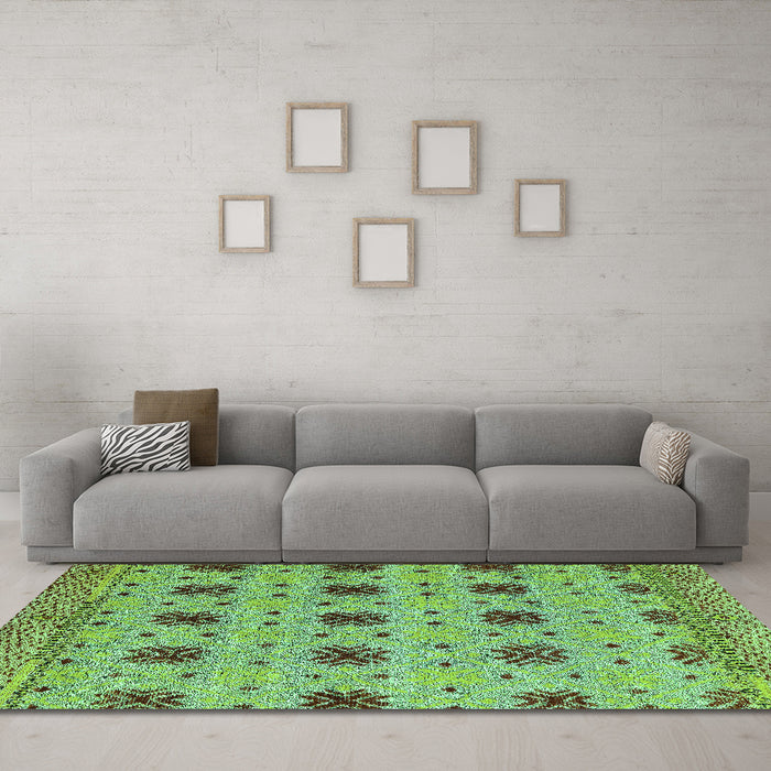 Machine Washable Abstract Turquoise Modern Area Rugs in a Living Room,, wshabs4829turq