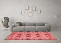 Machine Washable Abstract Red Modern Rug, wshabs4829red