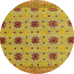 Round Abstract Bright Gold Yellow Modern Rug, abs4829