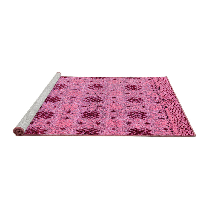Sideview of Machine Washable Abstract Pink Modern Rug, wshabs4829pnk