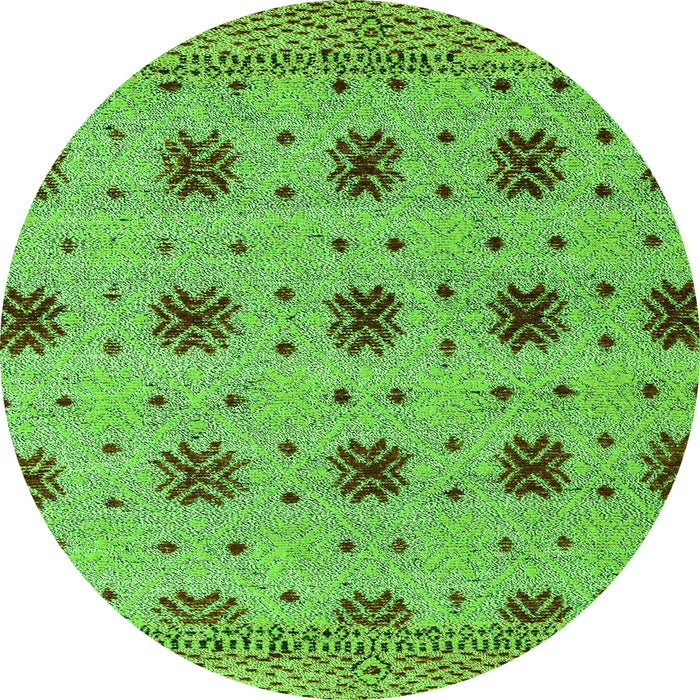 Round Abstract Green Modern Rug, abs4829grn