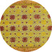 Round Machine Washable Abstract Bright G Yellow Rug, wshabs4829