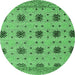 Round Abstract Emerald Green Modern Rug, abs4829emgrn