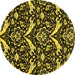 Round Machine Washable Abstract Yellow Modern Rug, wshabs482yw