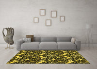 Machine Washable Abstract Yellow Modern Rug, wshabs482yw