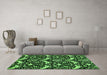 Machine Washable Abstract Green Modern Area Rugs in a Living Room,, wshabs482grn