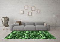 Machine Washable Abstract Green Modern Rug, wshabs482grn