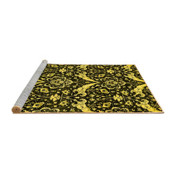 Sideview of Machine Washable Abstract Yellow Modern Rug, wshabs482yw