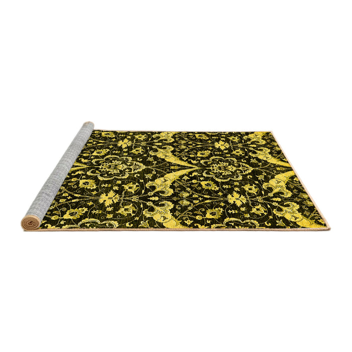 Sideview of Machine Washable Abstract Yellow Modern Rug, wshabs482yw