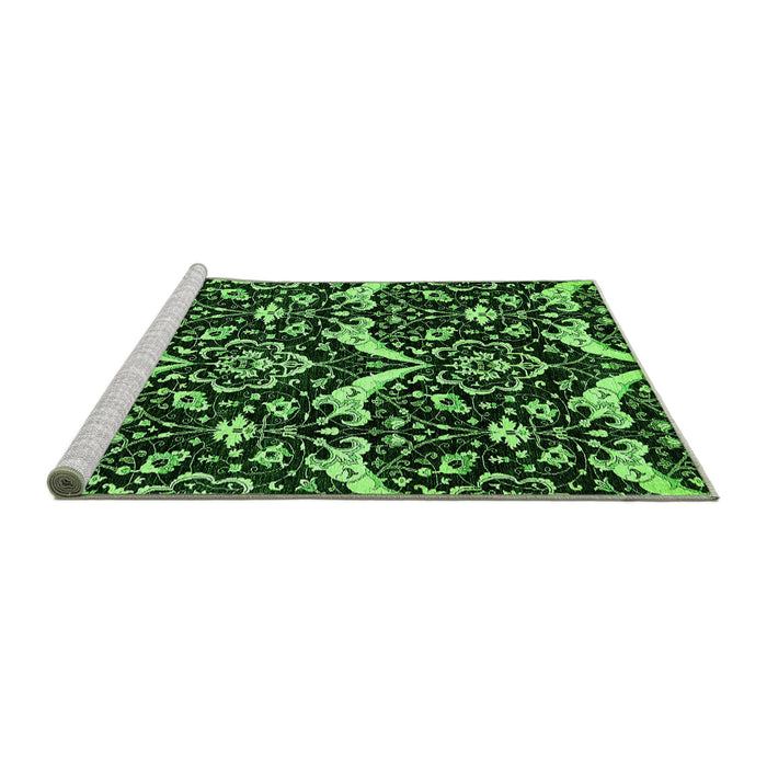 Sideview of Machine Washable Abstract Green Modern Area Rugs, wshabs482grn