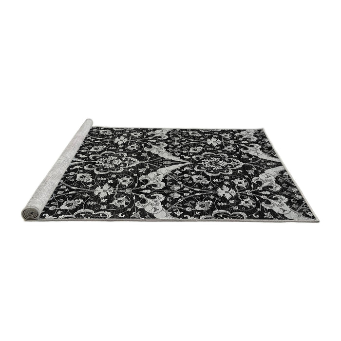 Sideview of Machine Washable Abstract Gray Modern Rug, wshabs482gry