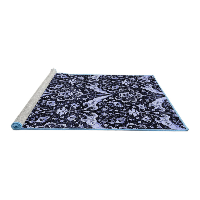 Sideview of Machine Washable Abstract Blue Modern Rug, wshabs482blu