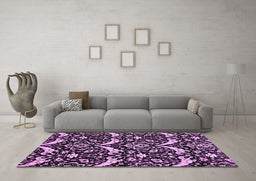 Machine Washable Abstract Purple Modern Area Rugs in a Living Room, wshabs482pur