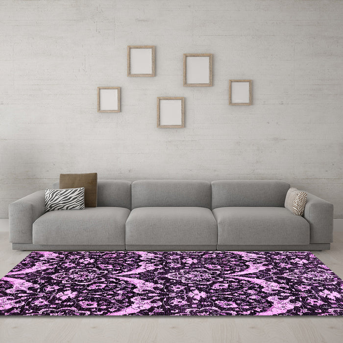 Machine Washable Abstract Purple Modern Area Rugs in a Living Room, wshabs482pur