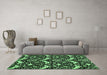 Machine Washable Abstract Emerald Green Modern Area Rugs in a Living Room,, wshabs482emgrn