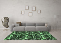 Machine Washable Abstract Emerald Green Modern Rug, wshabs482emgrn