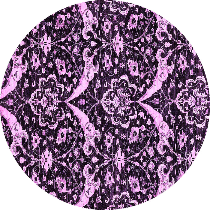 Round Machine Washable Abstract Purple Modern Area Rugs, wshabs482pur
