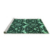 Sideview of Machine Washable Abstract Turquoise Modern Area Rugs, wshabs482turq