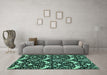 Machine Washable Abstract Turquoise Modern Area Rugs in a Living Room,, wshabs482turq