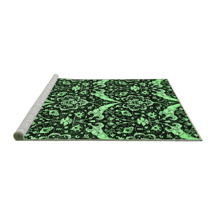 Sideview of Machine Washable Abstract Emerald Green Modern Area Rugs, wshabs482emgrn