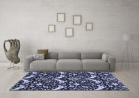 Machine Washable Abstract Blue Modern Rug, wshabs482blu