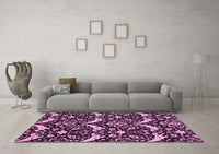 Machine Washable Abstract Pink Modern Rug, wshabs482pnk