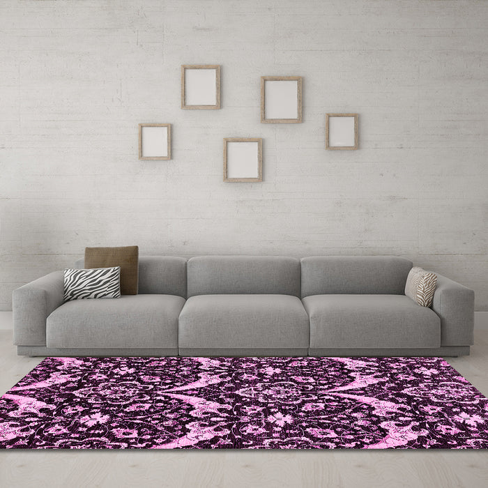 Machine Washable Abstract Pink Modern Rug in a Living Room, wshabs482pnk