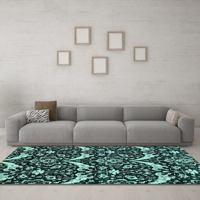 Machine Washable Abstract Light Blue Modern Rug in a Living Room, wshabs482lblu