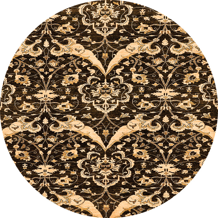 Round Abstract Orange Modern Rug, abs482org