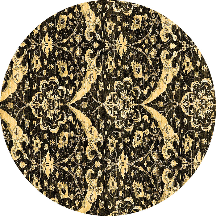 Round Abstract Brown Modern Rug, abs482brn