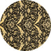 Round Abstract Brown Modern Rug, abs482brn